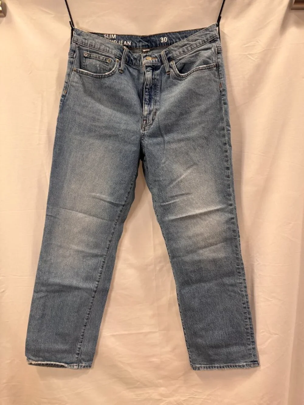 J.Crew Slim Boyfriend Jeans Medium Wash High Rise Distressed Hem 30